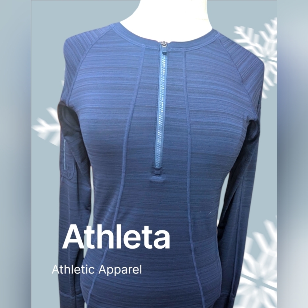 Athleta Speedlight–Style Long Sleeve Half-Zip Performance Top – Blue | Small